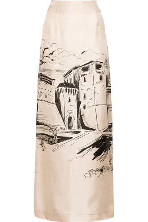 Alberta Ferretti Castle-print maxi skirt