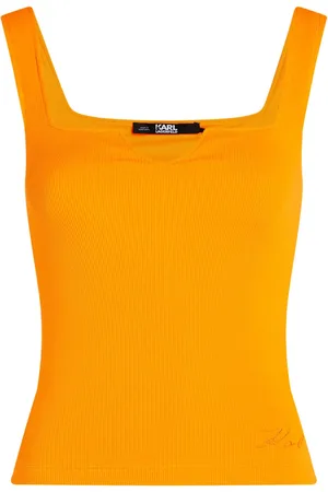 Karl Lagerfeld Logo-embroidered fine-ribbed tank top