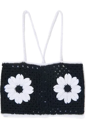 Nessi Byrd Sequin-detail crochet cropped top