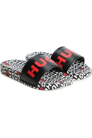 HUGO BOSS Aqua logo-print slides