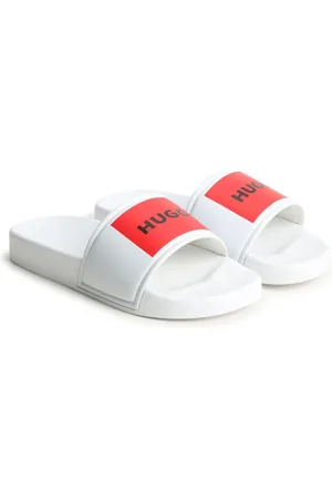 HUGO BOSS Aqua logo-print slides