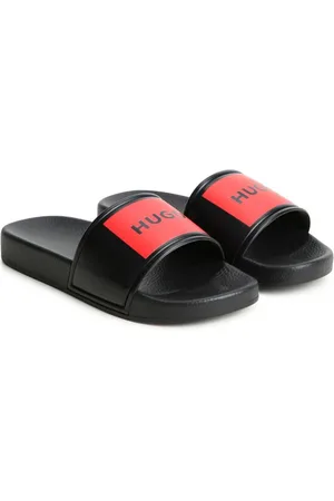 HUGO BOSS Aqua logo-print slides