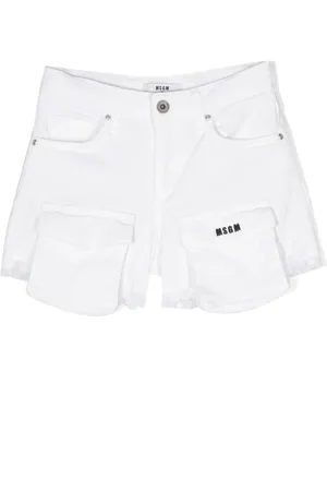 Msgm Embroidered-logo denim shorts
