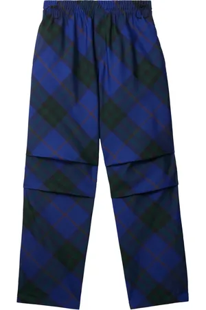 Burberry EKD-embroidered checkered twill trousers