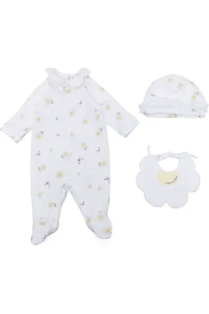 MONNALISA Floral-motif cotton babygrow set