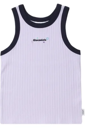 Chocoolate Logo-embroidered ribbed tank top