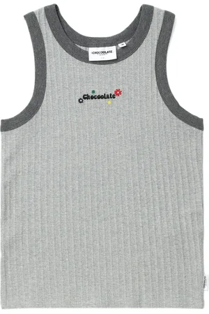 Chocoolate Logo-embroidered ribbed cotton tank top