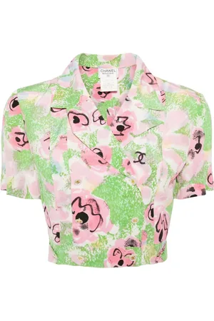 CHANEL 1997 Camellia-print cropped shirt