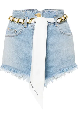 Elisabetta Franchi Scarf-belt denim shorts