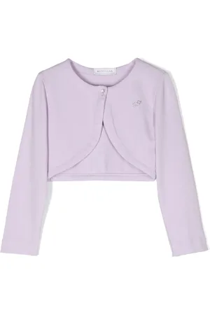 MONNALISA Sequinned-logo cropped cardigan