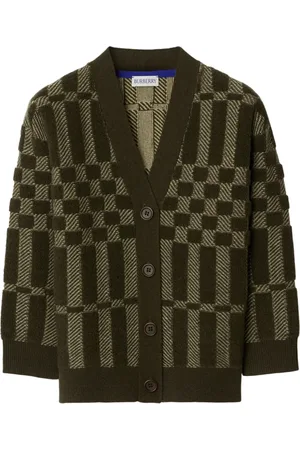 Burberry Intarsia-knit wool blend cardigan