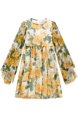 Dolce & Gabbana Rose-print long-sleeve dress