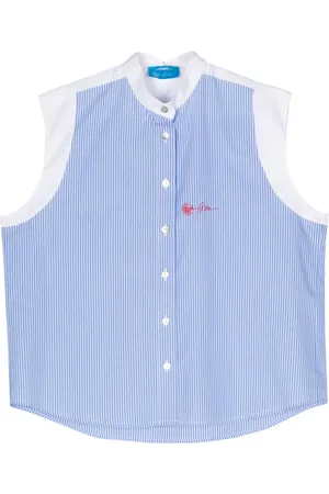 ..,MERCI Embroidered-motif striped shirt