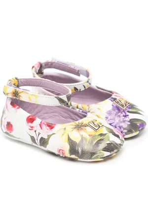 Dolce & Gabbana Floral-print leather ballerina shoes
