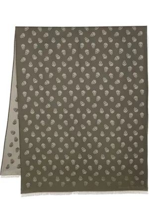 Alexander McQueen Skull-jacquard fringed scarf