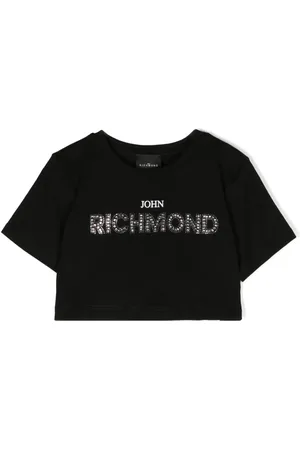 John Richmond Rhinestone-logo cropped T-shirt