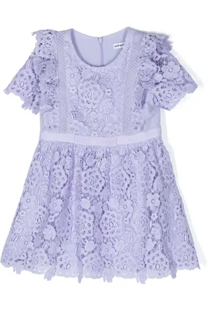 Self-Portrait Floral-lace short-sleeve dress