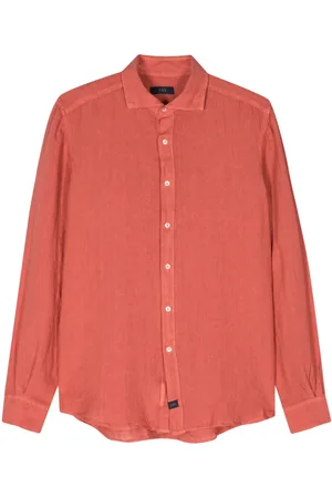FAY Cutaway collar linen shirt