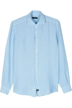 FAY Cutaway collar linen shirt