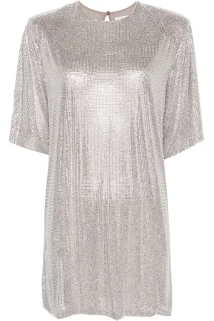 GIUSEPPE DI MORABITO Crystal-embellished mesh T-shirt dress