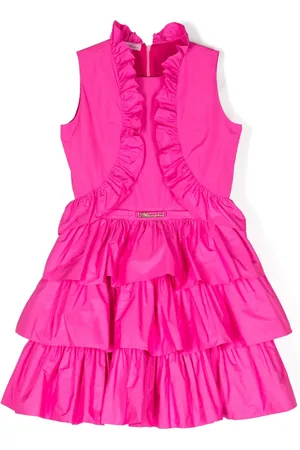 MISS BLUMARINE Logo-plaque ruffled dress