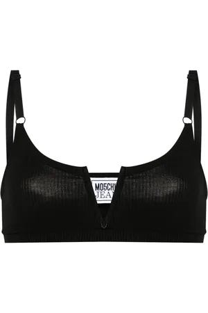 Moschino V-ring fine-ribbed bra