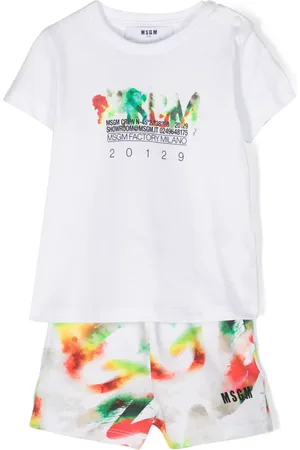 Msgm Watercolour cotton shorts set