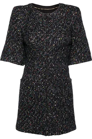 CHANEL Bell sleeves sequinned minidress