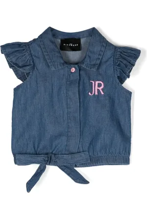 John Richmond Logo-embroidered chambray shirt