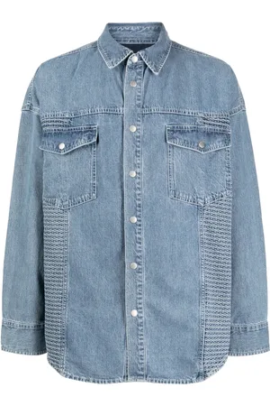 FIVE CM Classic-collar panelled denim shirt