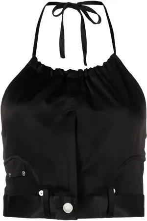 Moschino Emgraved-logo cropped top