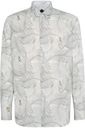 BILLIONAIRE Leaf-print linen shirt