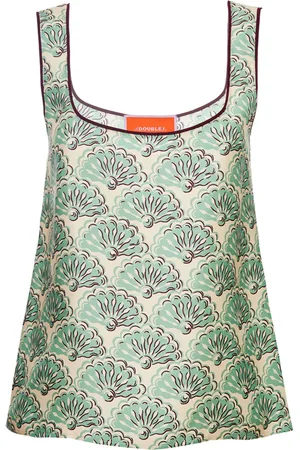 La DoubleJ Twirl graphic-print silk top