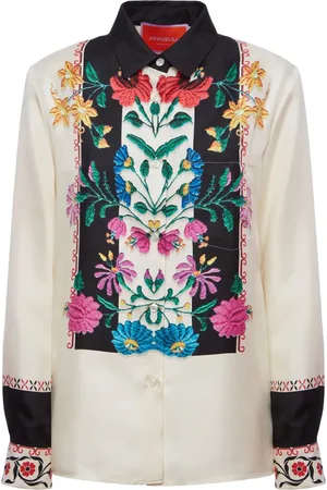 La DoubleJ Boy floral-embroidered silk shirt