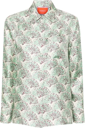 La DoubleJ Boy fans-print silk shirt