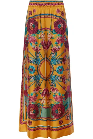 La DoubleJ Graphic-print silk palazzo pants