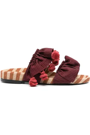 La DoubleJ Pimento pompom-detail slides