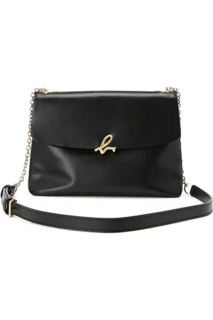 Buy agnès b. Debossed Logo Detail Leather Shoulder Bag in Black