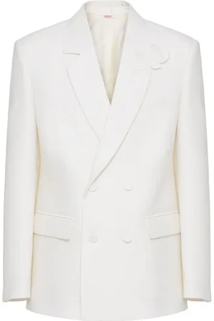 VALENTINO GARAVANI Floral-appliqué double-breasted blazer