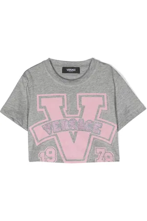 VERSACE Logo-print cropped T-shirt