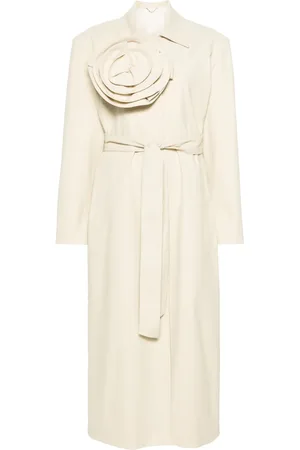 MAGDA BUTRYM Floral-appliqu?? belted trench coat