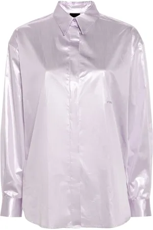 Pinko Logo-embroidered metallic shirt