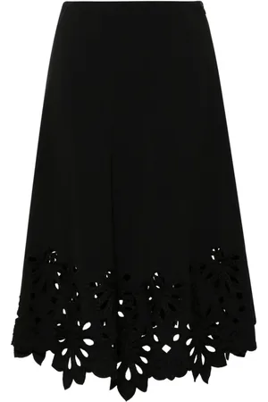 ERMANNO SCERVINO Floral-embroidered crepe midi skirt