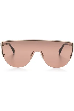 Alexander McQueen Skull-stud shield-frame sunglasses