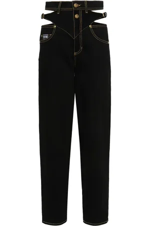 VERSACE Logo-engraved straight jeans
