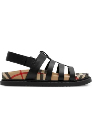 Womens Burberry black Leather Cut-Out Sandals | Harrods UK