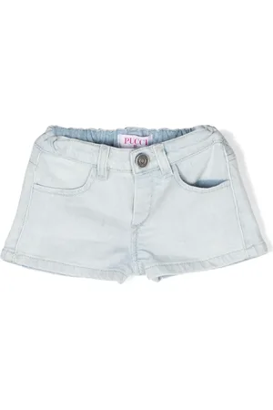 PUCCI Junior Logo-embroidered denim shorts
