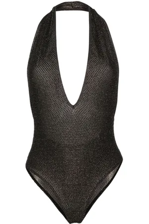 Palm Angels Lurex V-neck swimsuit