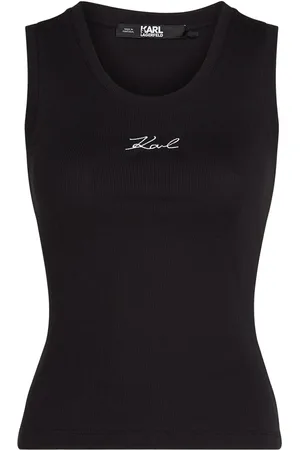 Karl Lagerfeld Logo-embroidered ribbed tank top