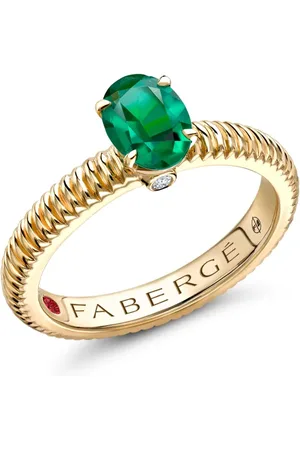 Faberge 18kt yellow gold Colours of Love emerald fluted ring